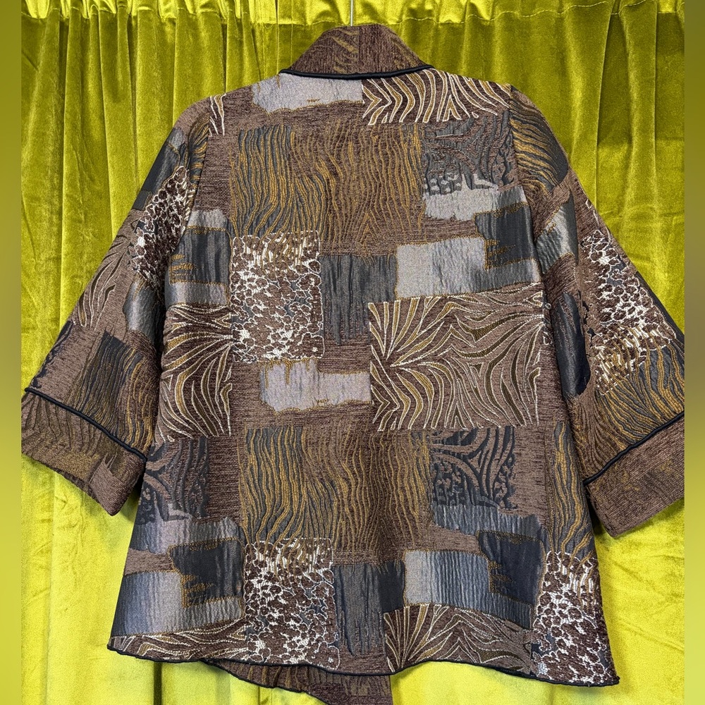 Ic Collection Patchwork Brown Duster Jacket. Size… - image 3